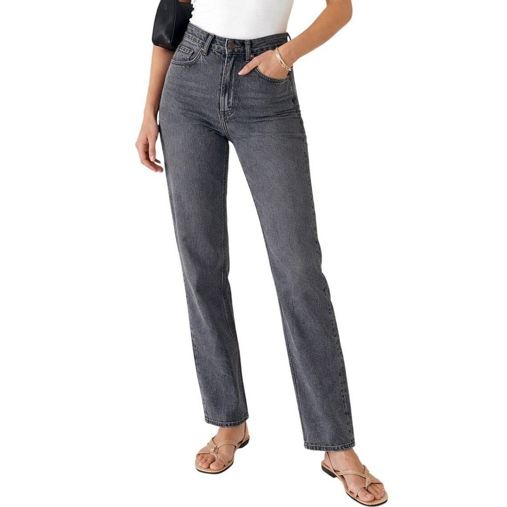 SLVRLAKE London Jeans Women 24 Grey Wash High Rise Straight Leg USA Made‎ Luxury